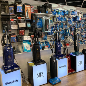 More Than Vacuums showroom with Simplicity and Riccar vacuums and vacuum parts